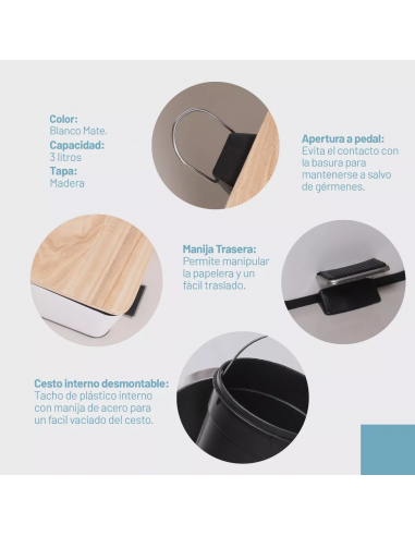 Cesto A Pedal Accesorios D&P 3 Litros...