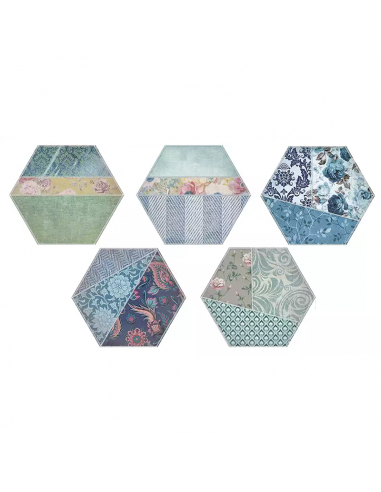 Cerámico Hexagonal Piú Textil Blue...