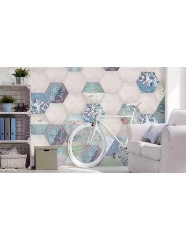 Cerámico Hexagonal Piú Textil Blue...