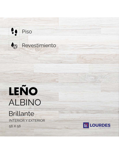 Piso Cerámica Lourdes 56x56 Leño...