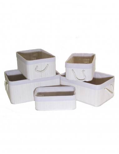 Caja De Bambu Rumah Java X 5 Blanca...