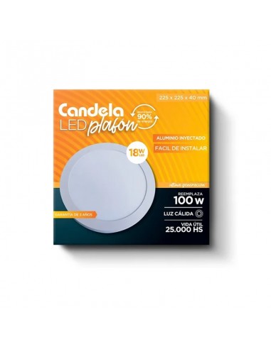 Plafon Con Base Candela Redondo 18W...
