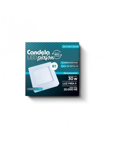 Plafon Con Base Candela Cuadrado 6W...