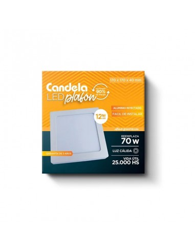 Plafon Con Base Candela Cuadrado 12W...