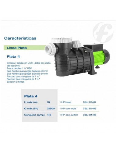 Fluvial Bomba Plata 4 P/pileta 1 Hp...