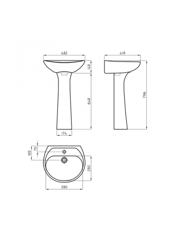 Lavatorio Ferrum Andina 3 Agujeros...